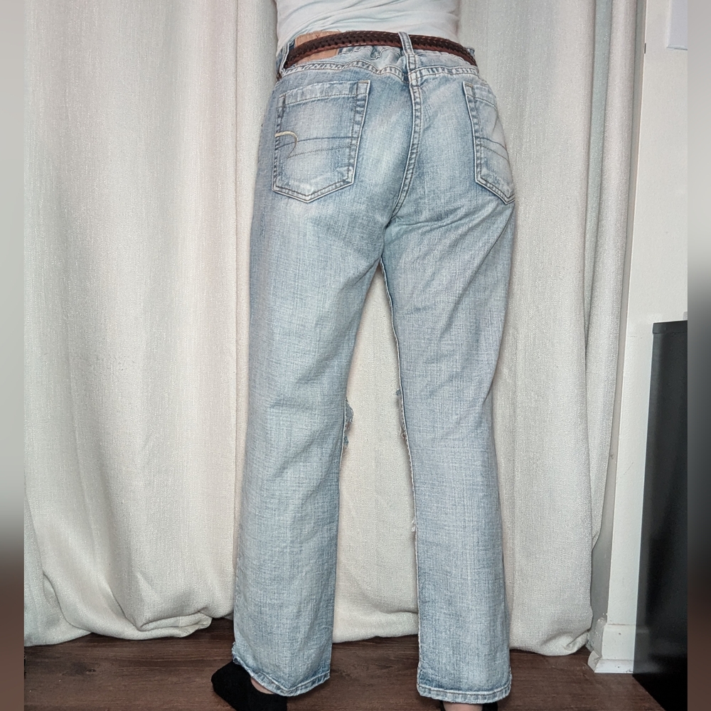 Low Rise Straight Leg Ripped Jeans - Picture 2 of 11
